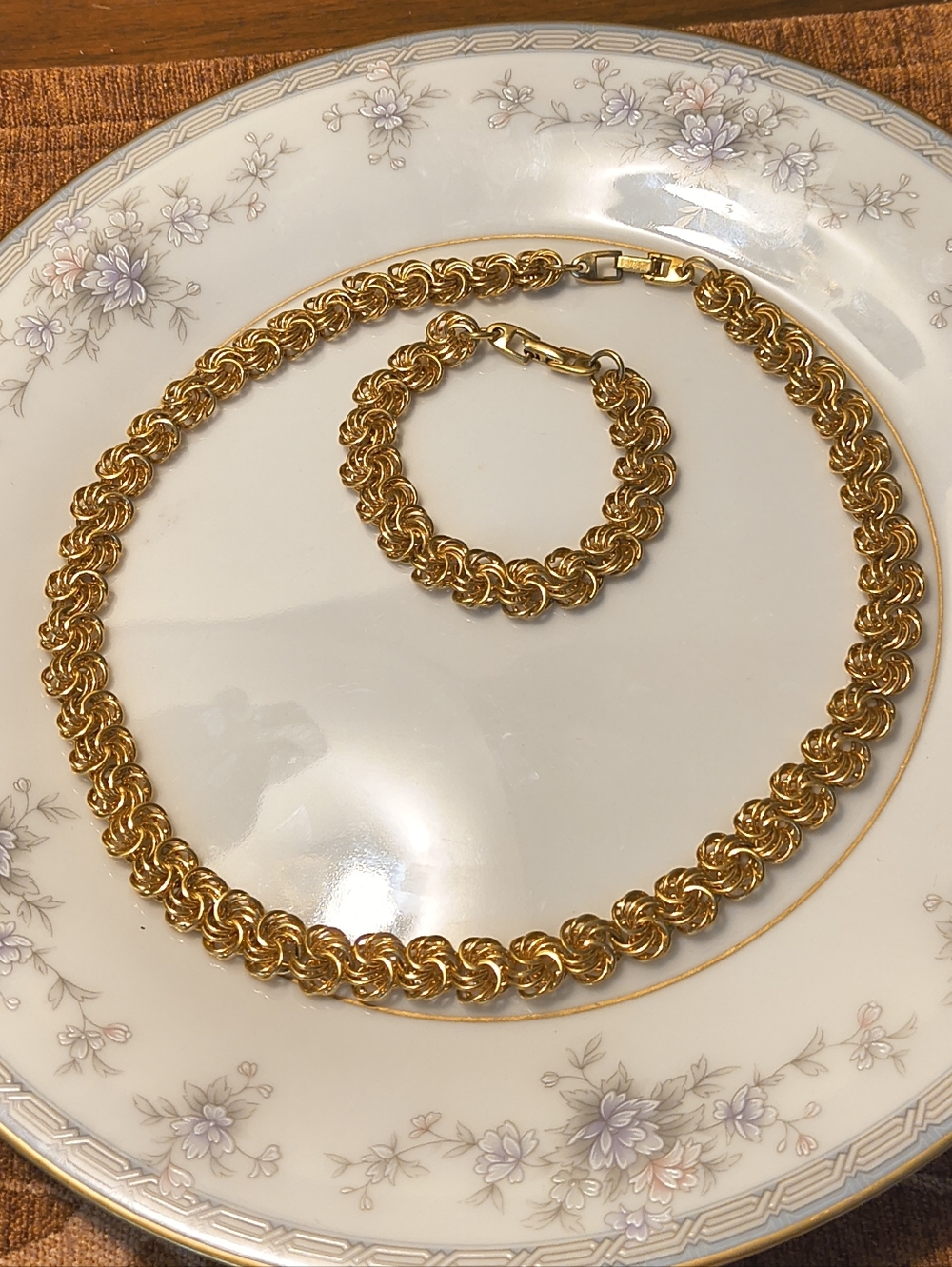 Vtg Napier Gold-plated Necklace &Bracelet Set
